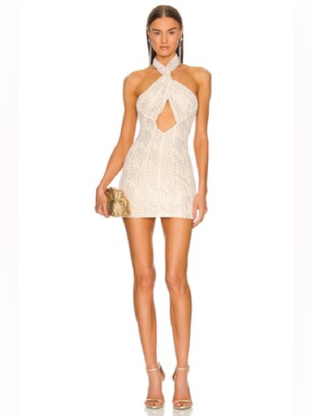 NWT Michael Costello X Revolve Small Andy Lace Overlay Mini Dress Halter Party